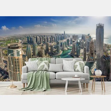 Wall mural Dubai Marina skyline panorama • Wallissimo®