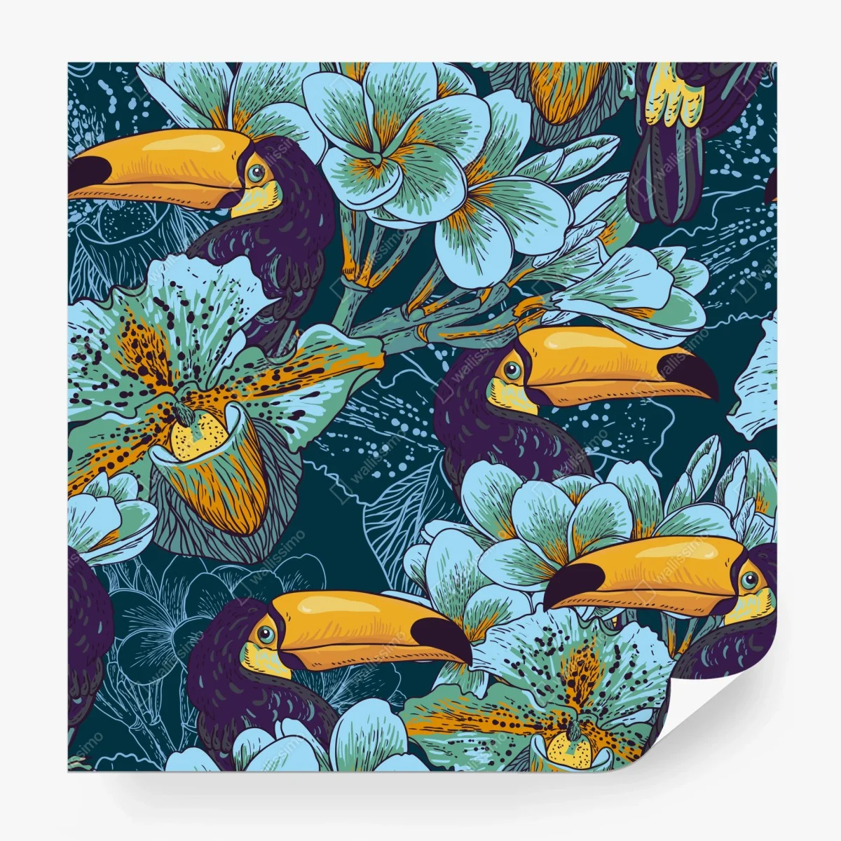 Wall mural tropical toucan floral pattern ⁕ Wallissimo® Wall mural tropical toucan floral pattern ⁕ Wallissimo®