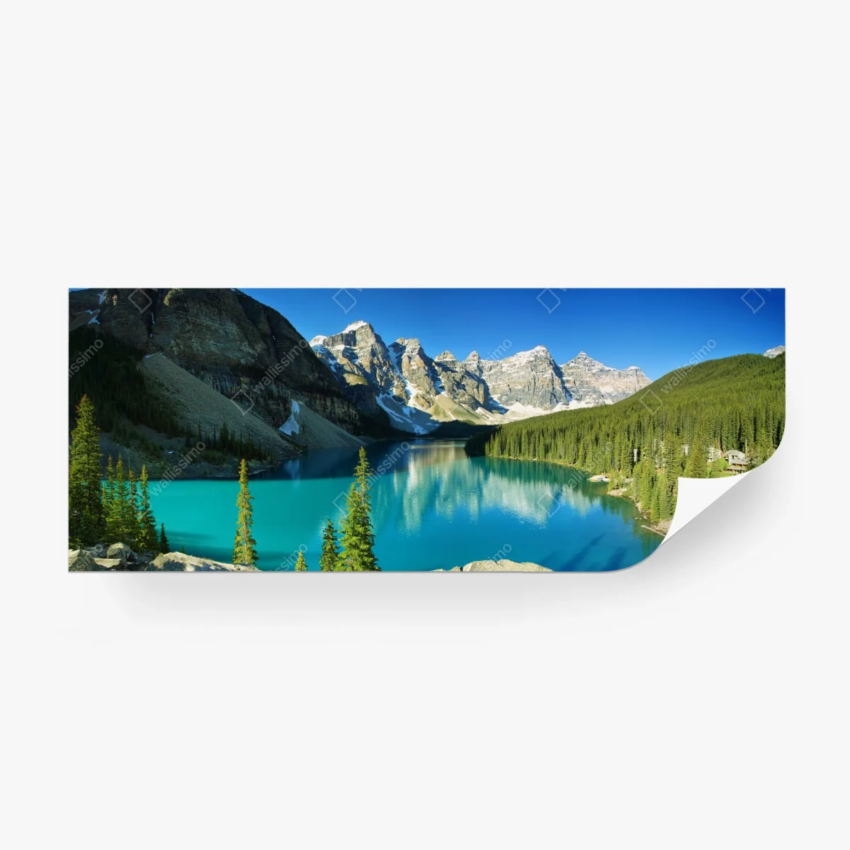 Wall mural tranquil turquoise mountain lake panorama ⁕ Wallissimo®