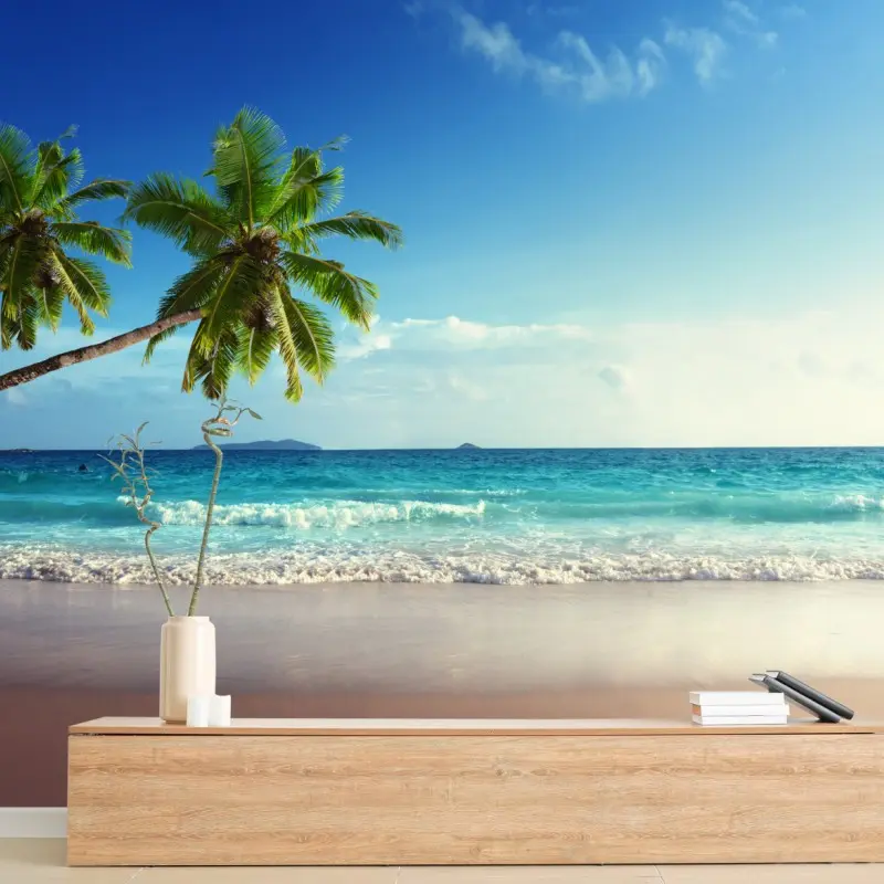 Wall mural tropical Caribbean beach at sunset