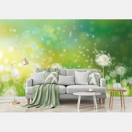 Wall mural spring dandelion meadow • Wallissimo®