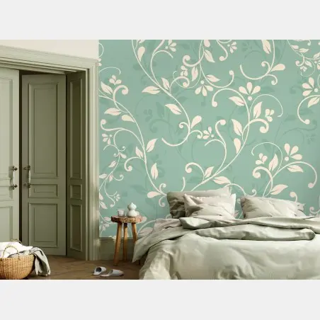 Wall mural mint floral vintage pattern • Wallissimo®