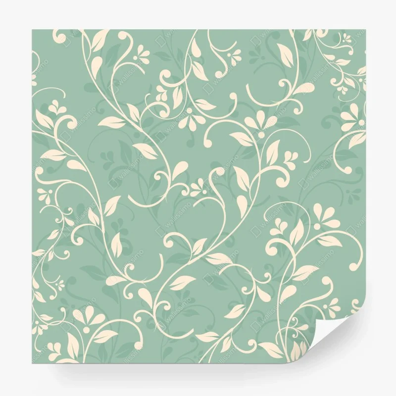 Wall mural mint floral vintage pattern