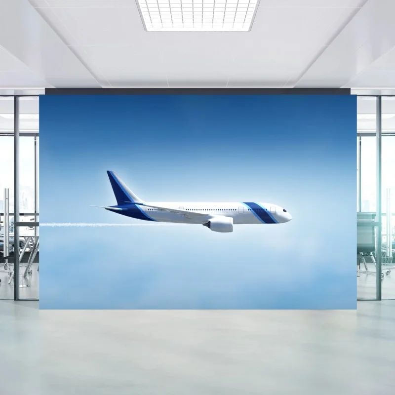 Wall mural jetliner in clear blue sky