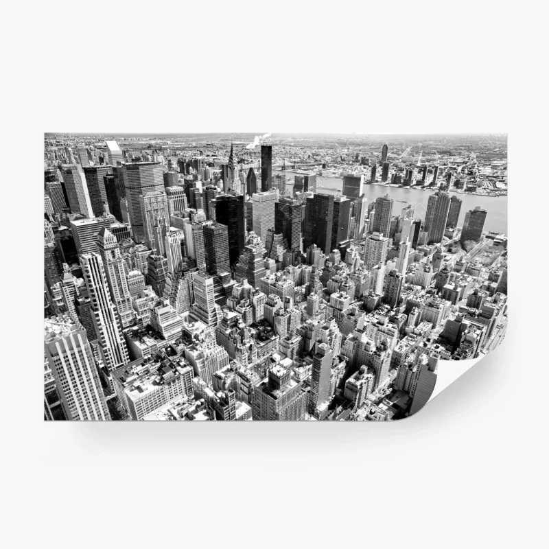 Wall mural aerial skyline of Manhattan in black and white
