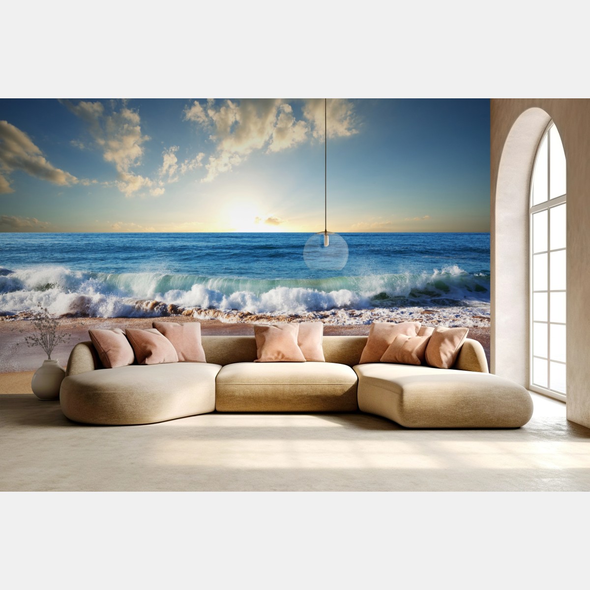 Wall mural tranquil sunset at the beach • Wallissimo®