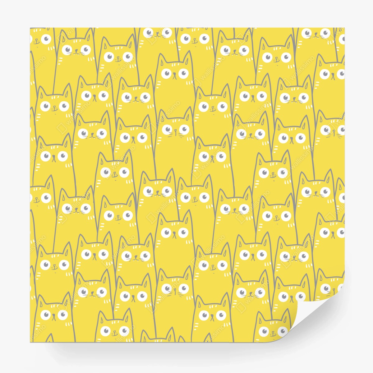 Wall mural playful yellow cat pattern • Wallissimo®