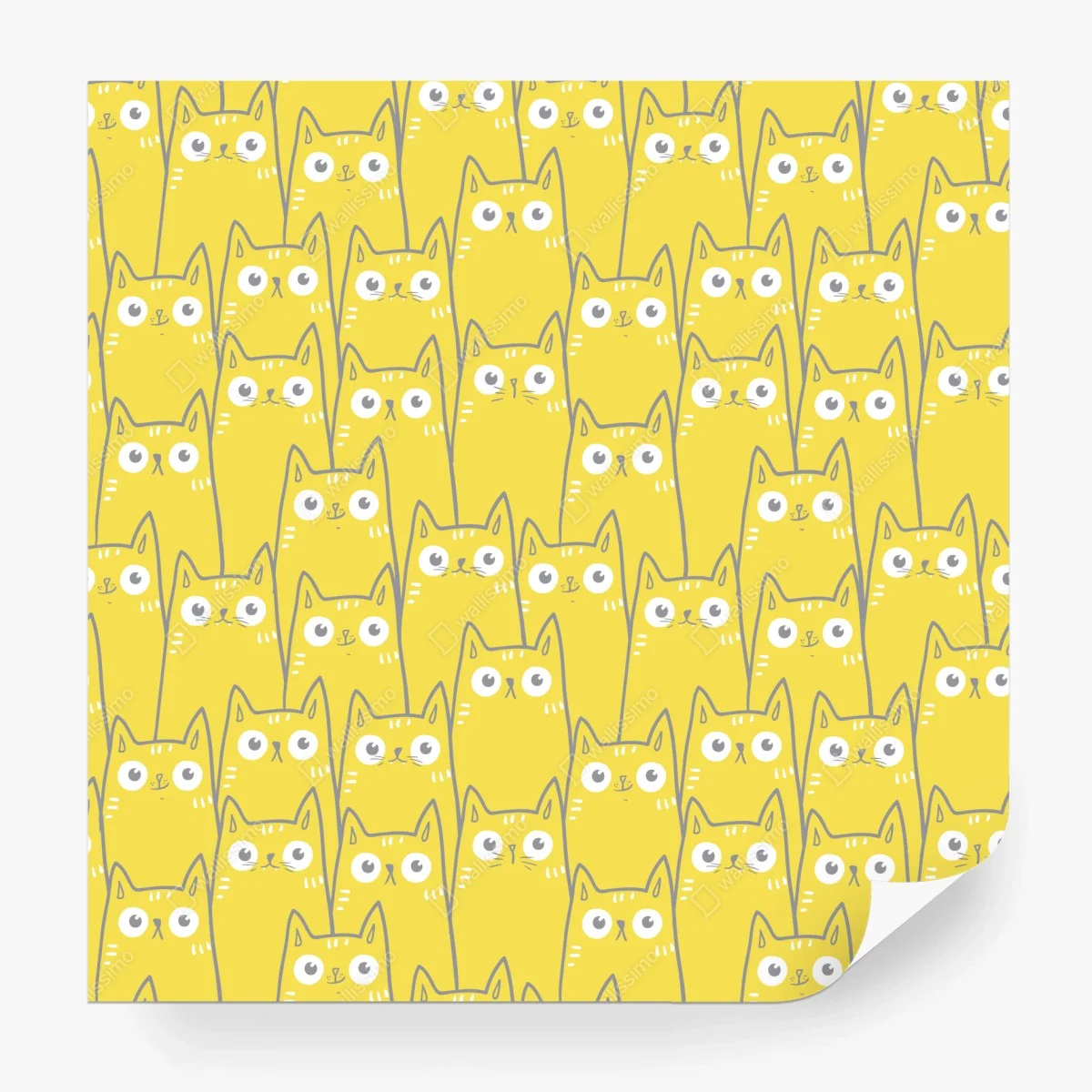 Wall mural playful yellow cat pattern ⁕ Wallissimo® Wall mural playful yellow cat pattern ⁕ Wallissimo®