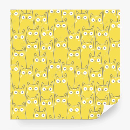 Wall mural playful yellow cat pattern • Wallissimo®