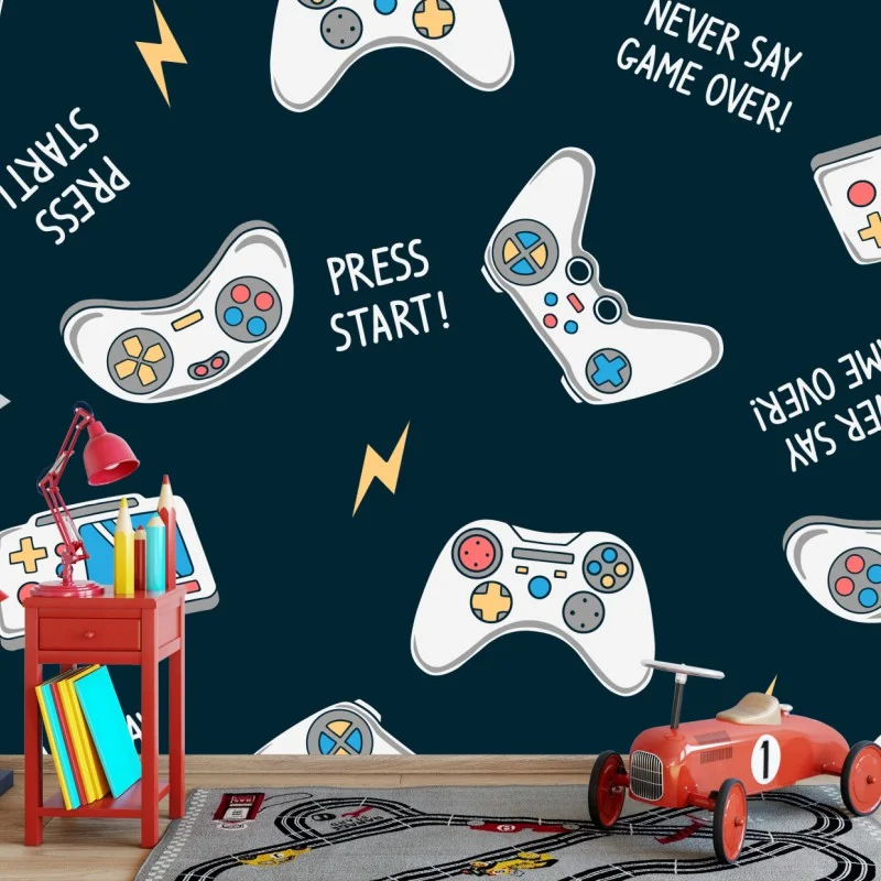 Wall mural retro game controllers pattern