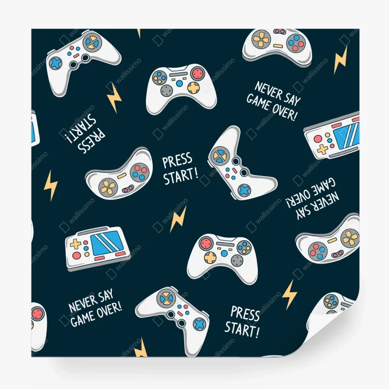 Wall mural retro game controllers pattern
