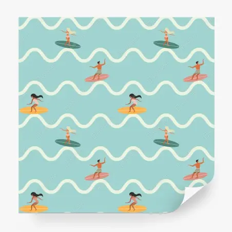 Wall mural surfing waves seamless pattern • Wallissimo®