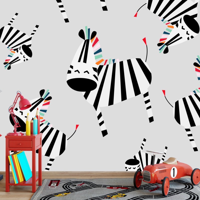 Wall mural playful zebra stripe pattern
