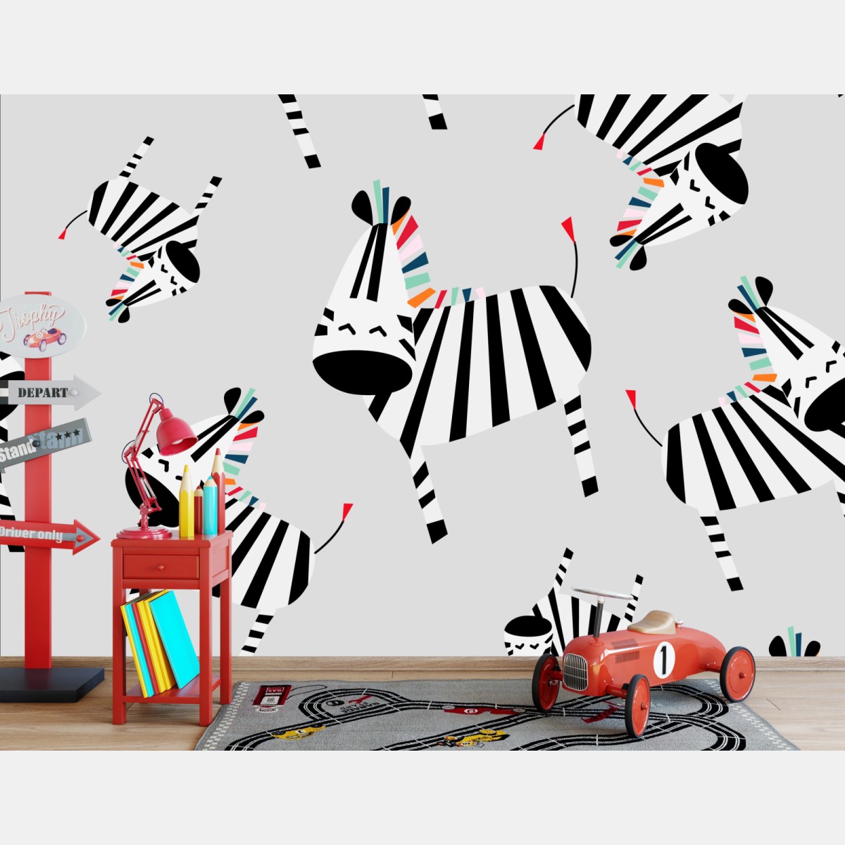Wall mural playful zebra stripe pattern • Wallissimo®