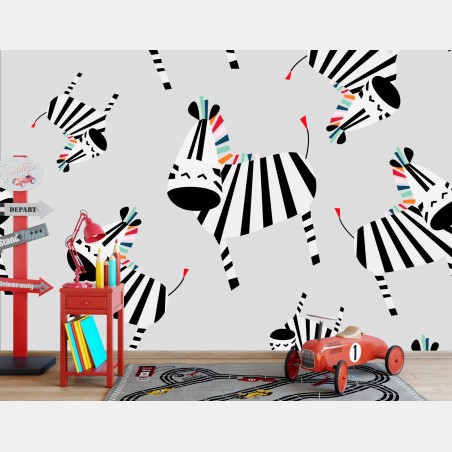 Wall mural playful zebra stripe pattern • Wallissimo®