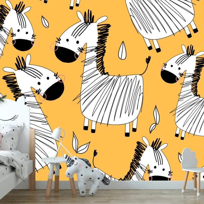 Wall mural playful zebra pattern for kids room