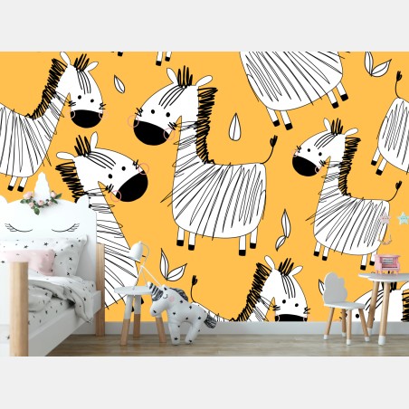 Wall mural playful zebra pattern for kids room • Wallissimo®