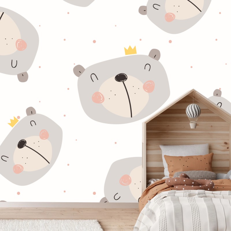 Wall mural sleepy bear nursery pattern