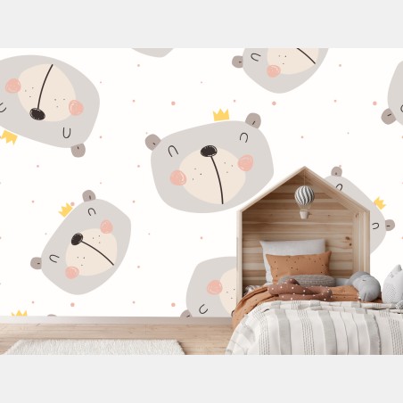 Wall mural sleepy bear nursery pattern • Wallissimo®