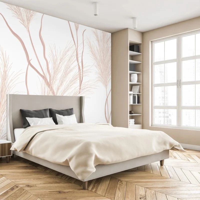 Wall mural soft pampas grass pattern