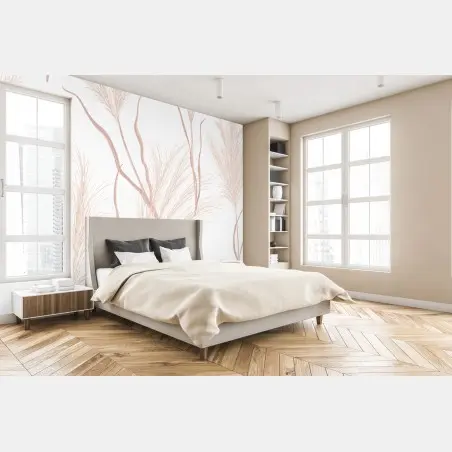 Wall mural soft pampas grass pattern • Wallissimo®