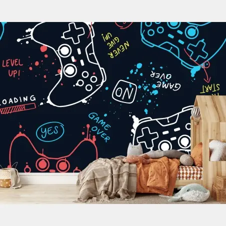 Wall mural colorful gaming controller pattern • Wallissimo®