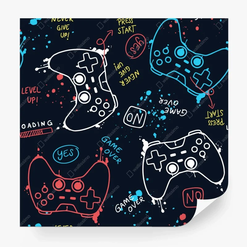 Wall mural colorful gaming controller pattern