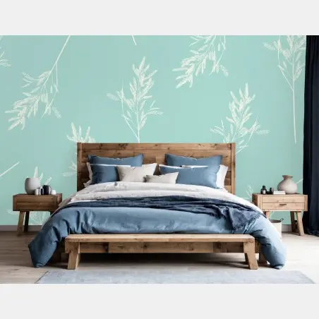 Wall mural delicate turquoise botanical pattern • Wallissimo®