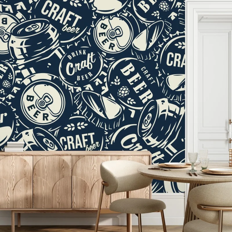Wall mural craft beer caps pattern