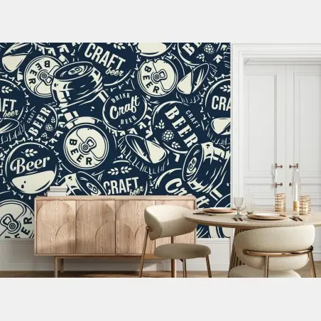 Wall mural craft beer caps pattern • Wallissimo®