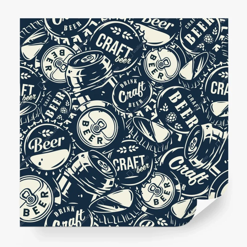 Wall mural craft beer caps pattern