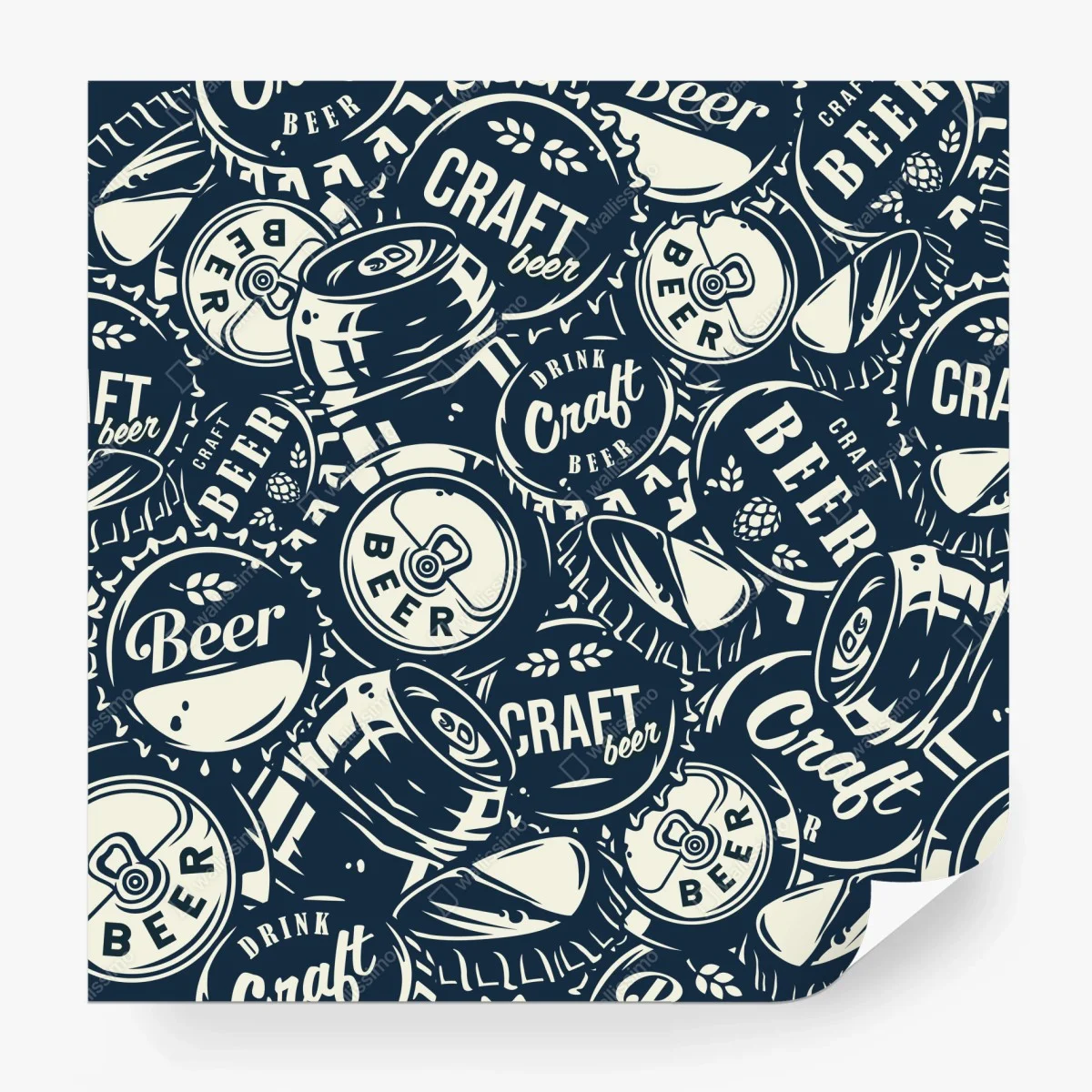Wall mural craft beer caps pattern ⁕ Wallissimo® Wall mural craft beer caps pattern ⁕ Wallissimo®