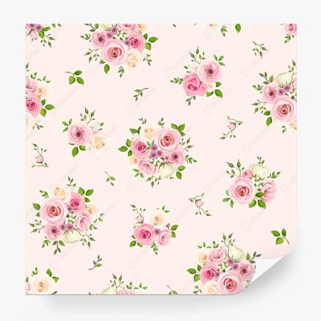 Wall mural delicate pink rose bouquet pattern • Wallissimo®