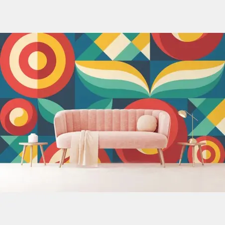 Wall mural vibrant geometric floral pattern • Wallissimo®