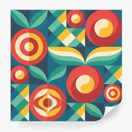 Wall mural vibrant geometric floral pattern • Wallissimo®