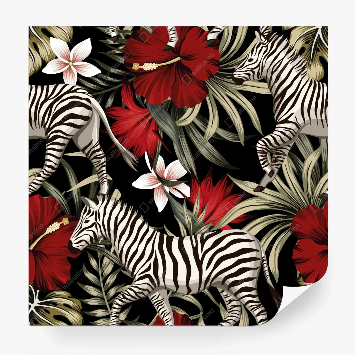 Wall mural tropical zebra floral pattern ⁕ Wallissimo® Wall mural tropical zebra floral pattern ⁕ Wallissimo®