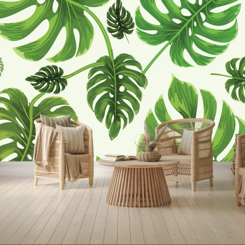 Wall mural tropical monstera leaf pattern