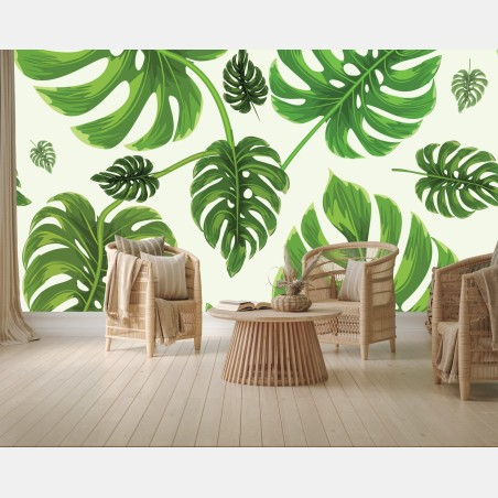 Wall mural tropical monstera leaf pattern • Wallissimo®