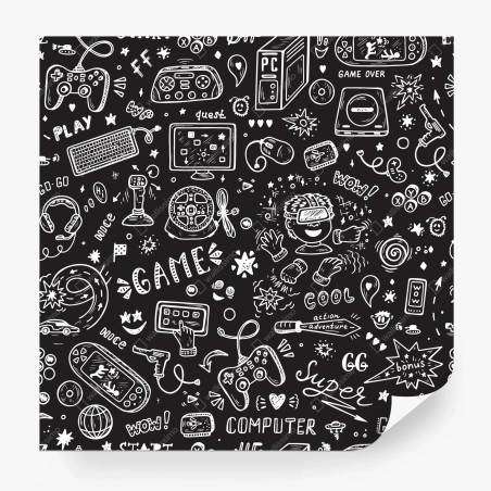 Wall mural hand-drawn gaming pattern • Wallissimo®