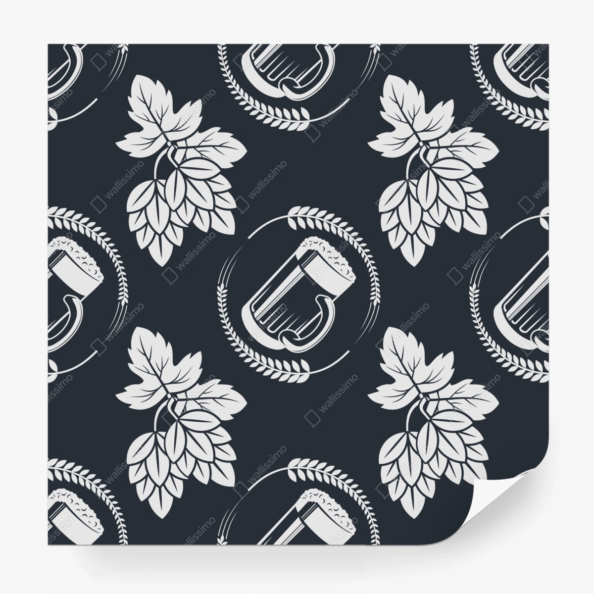 Wall mural beer and hops seamless pattern • Wallissimo®