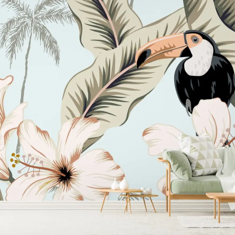 Wall mural tropical toucan botanical print