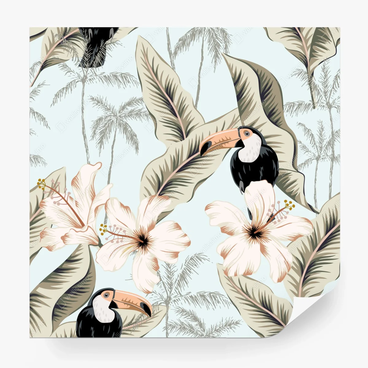 Wall mural tropical toucan botanical print • Wallissimo® Wall mural tropical toucan botanical print • Wallissimo®