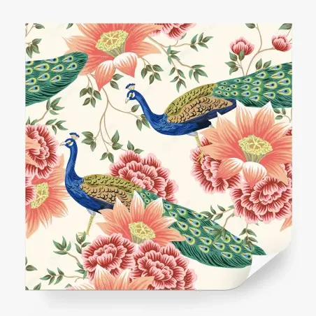 Wall mural elegant peacock floral wallpaper pattern • Wallissimo®
