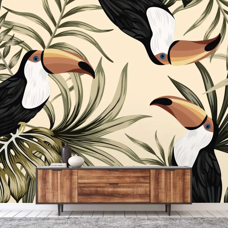 Wall mural tropical toucan botanical print
