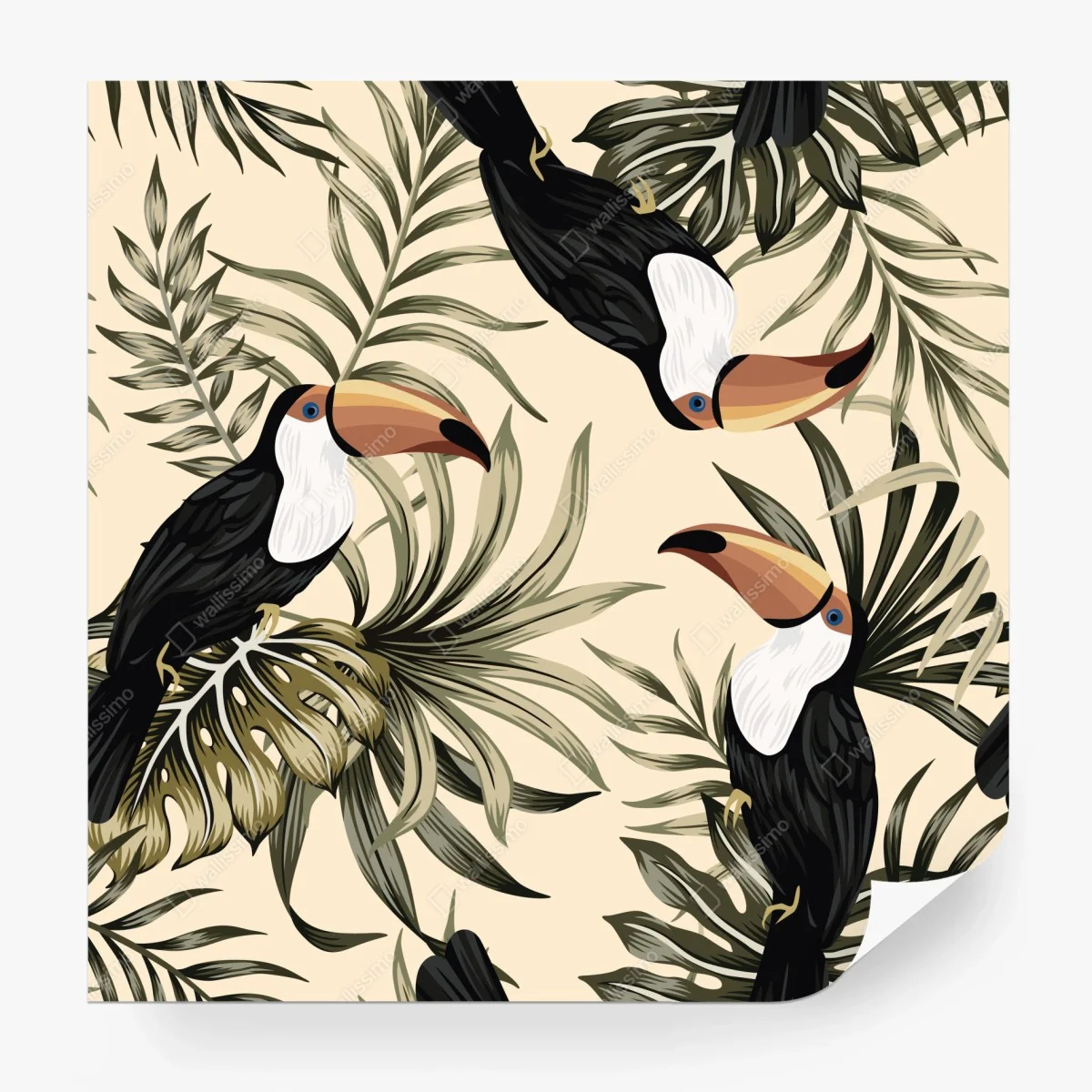 Wall mural tropical toucan botanical print • Wallissimo® Wall mural tropical toucan botanical print • Wallissimo®