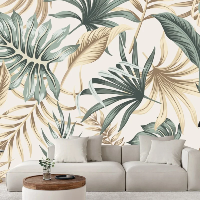 Wall mural tropical botanical foliage pattern