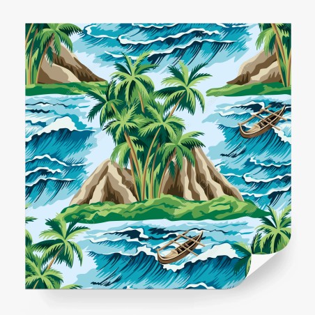 Wall mural tropical island seascape pattern • Wallissimo®