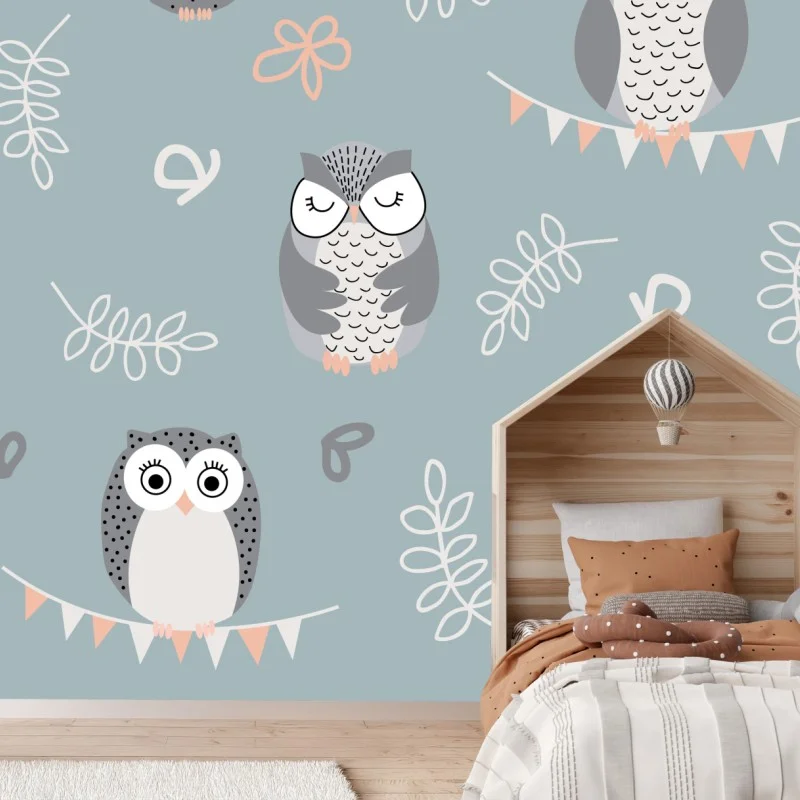 Wall mural cute owl pattern for kids room
