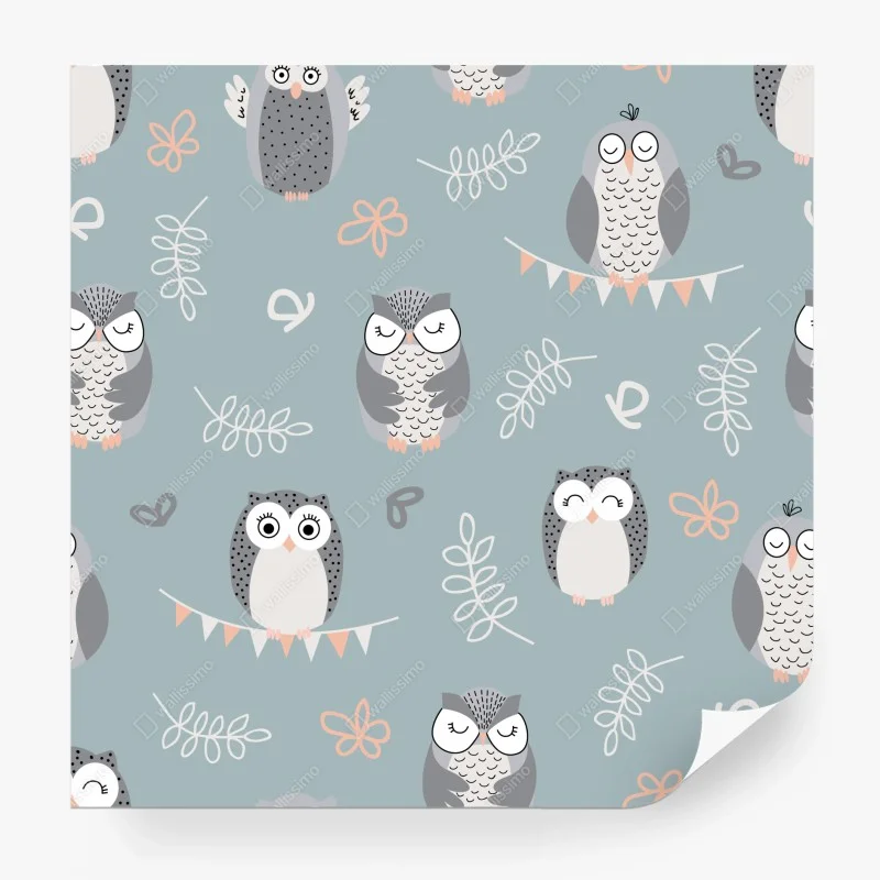 Wall mural cute owl pattern for kids room