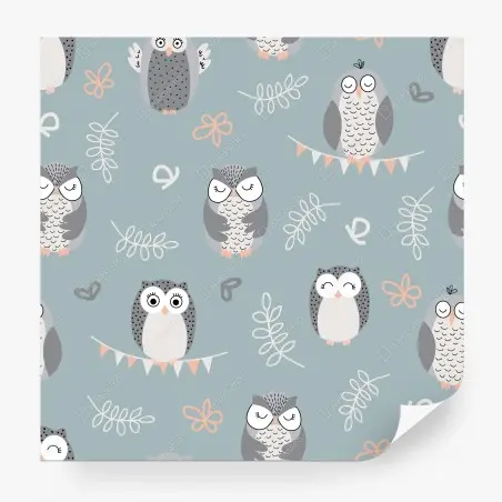 Wall mural cute owl pattern for kids room • Wallissimo®